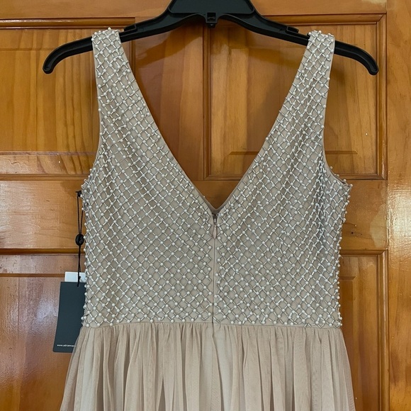 Adrianna Papell Anthropologie Champagne Bryce Beaded Gown Dress Sz 2 NWT - Picture 10 of 14